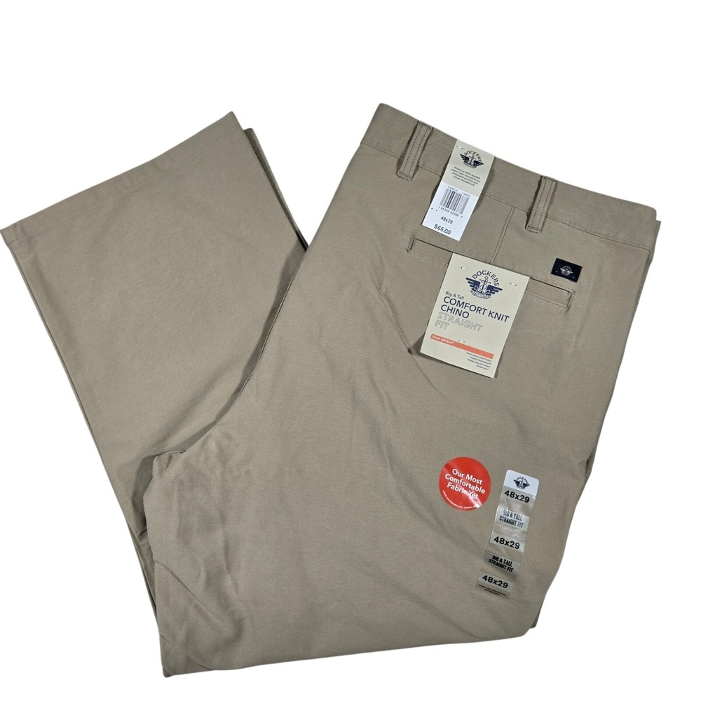 Dockers Mens 48x29 Big & Tall Comfort Knit Chino Straight Fit Khaki Pants NWT